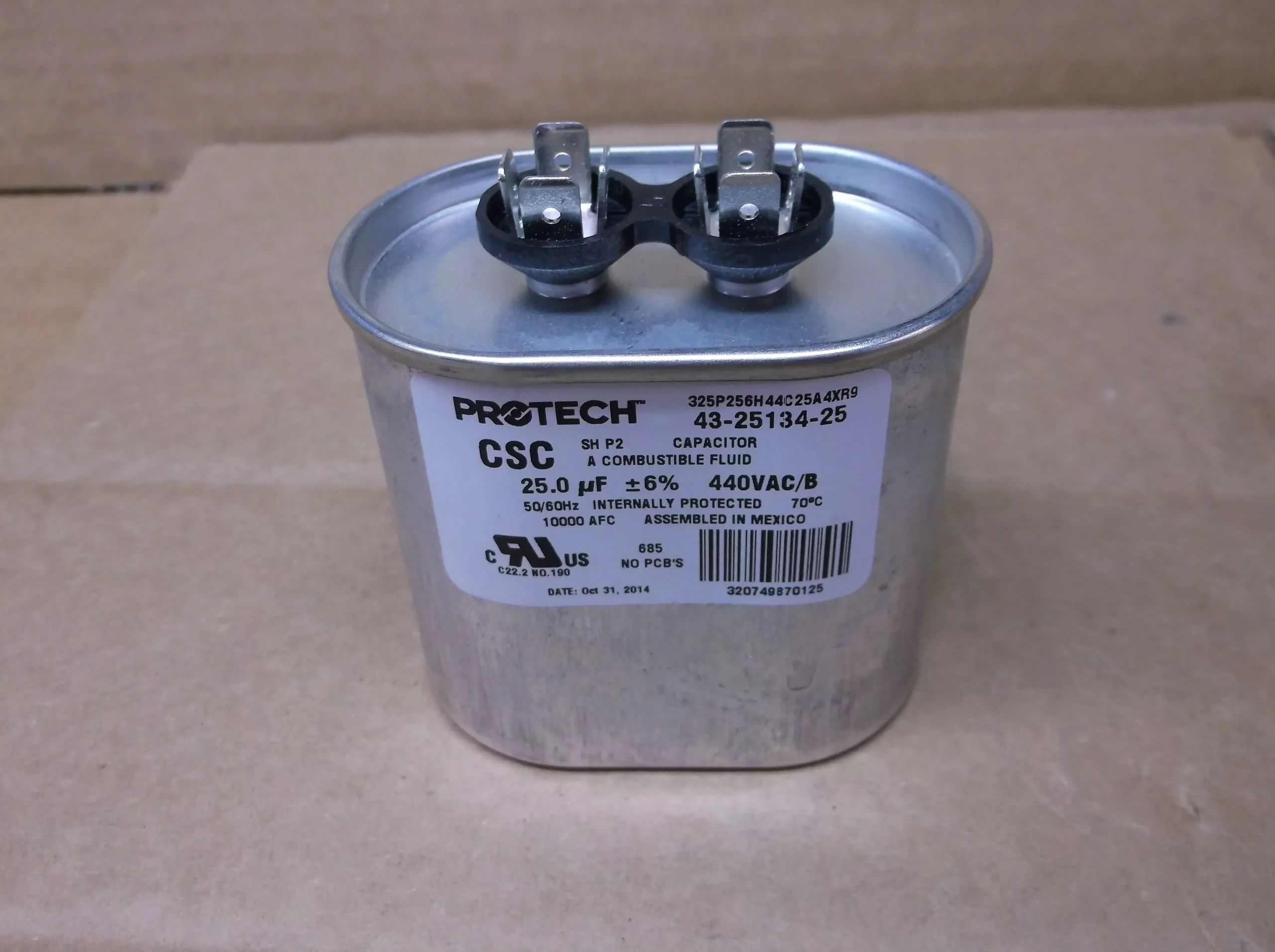 25UF x 440VAC Oval Run Capacitor
