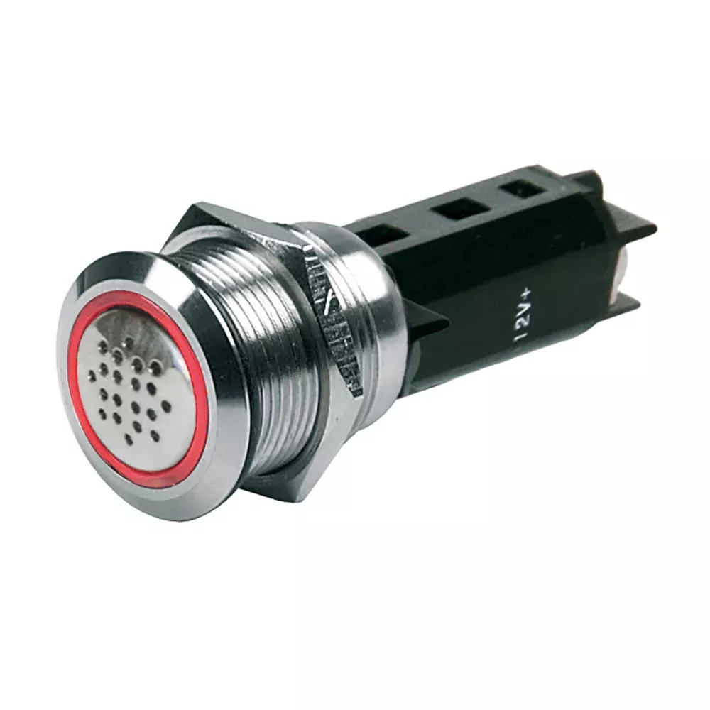 BEP 12V Buzzer w/Red LED Warning Light - Stainless Steel [80-511-0009-