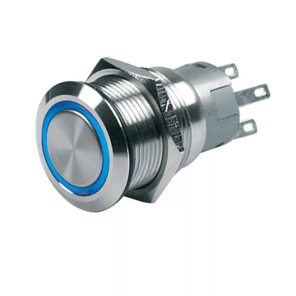 BEP Push-Button Switch 12V Momentary On/Off - Blue LED [80-511-0004-00