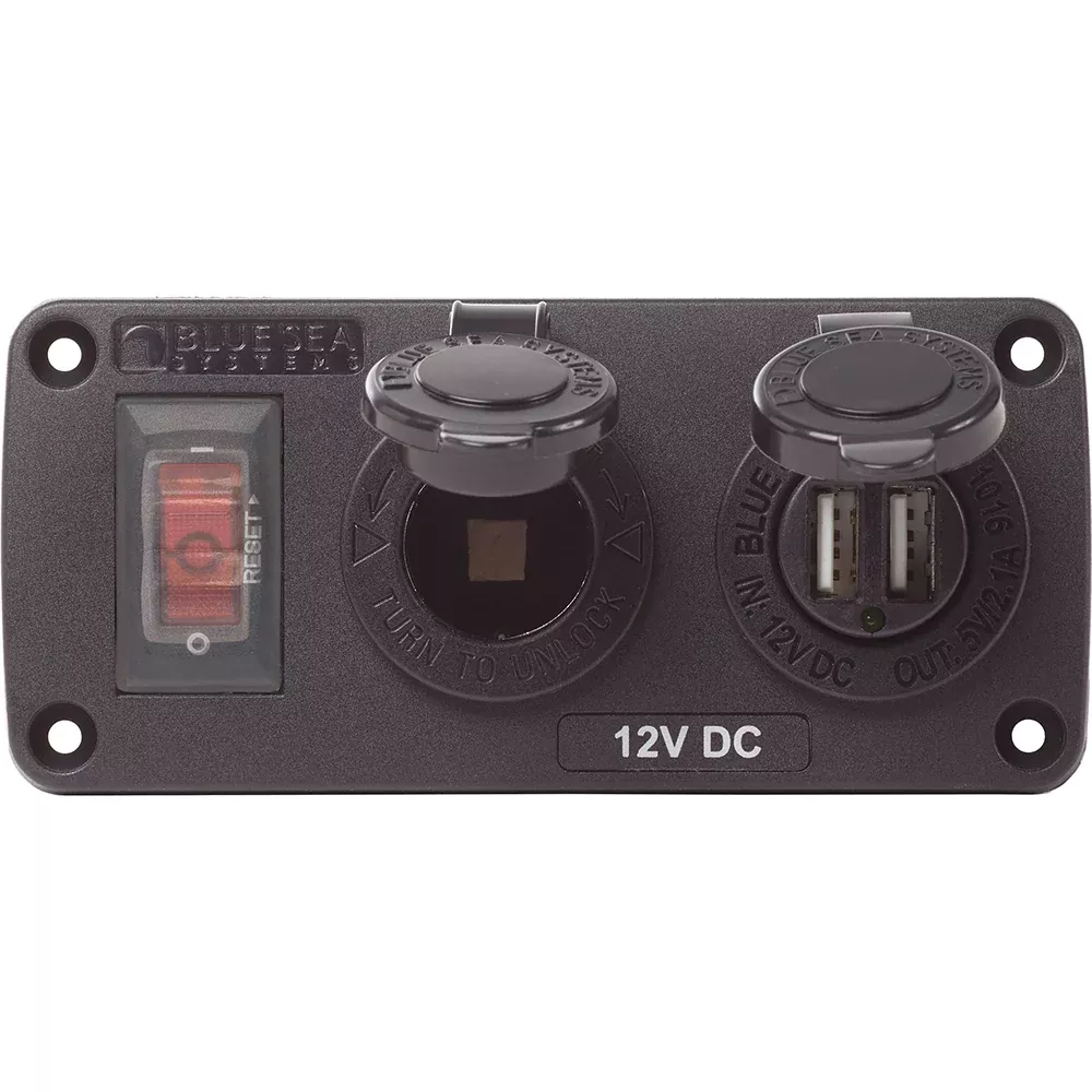 Blue Sea 4363 Water Resistant USB Accessory Panels - 15A Circuit Break