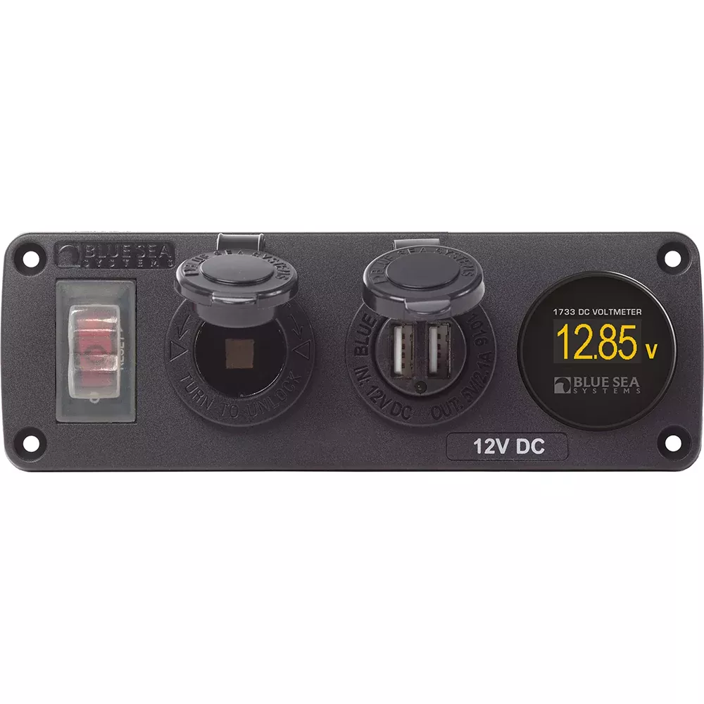 Blue Sea 4366 Water Resistant USB Accessory Panel - Circuit Breaker, 1