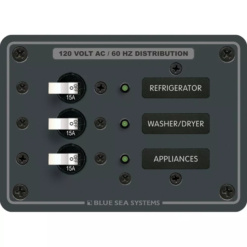 Blue Sea 8058 AC 3 Position Toggle Circuit Breaker Panel - White Switc