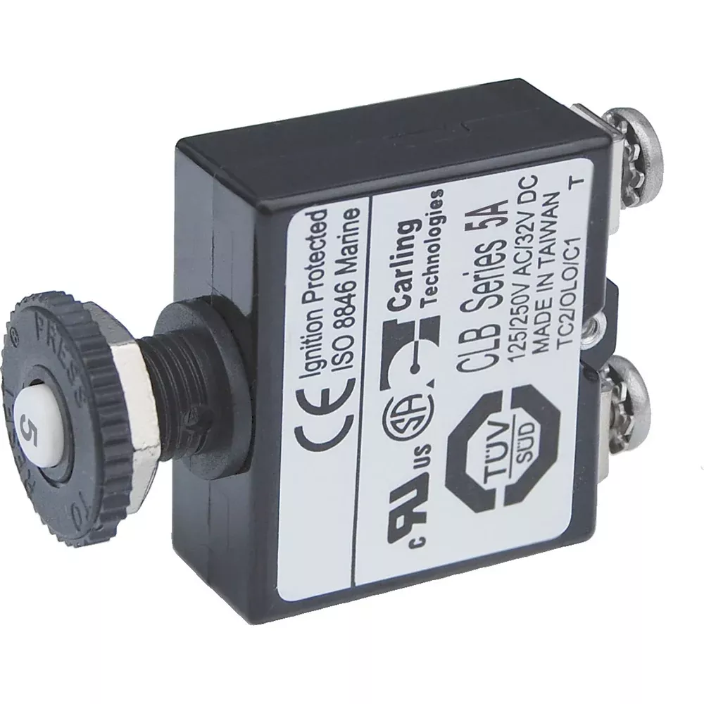 Blue Sea Push Button Reset Only Screw Terminal Circuit Breaker - 5 Amp