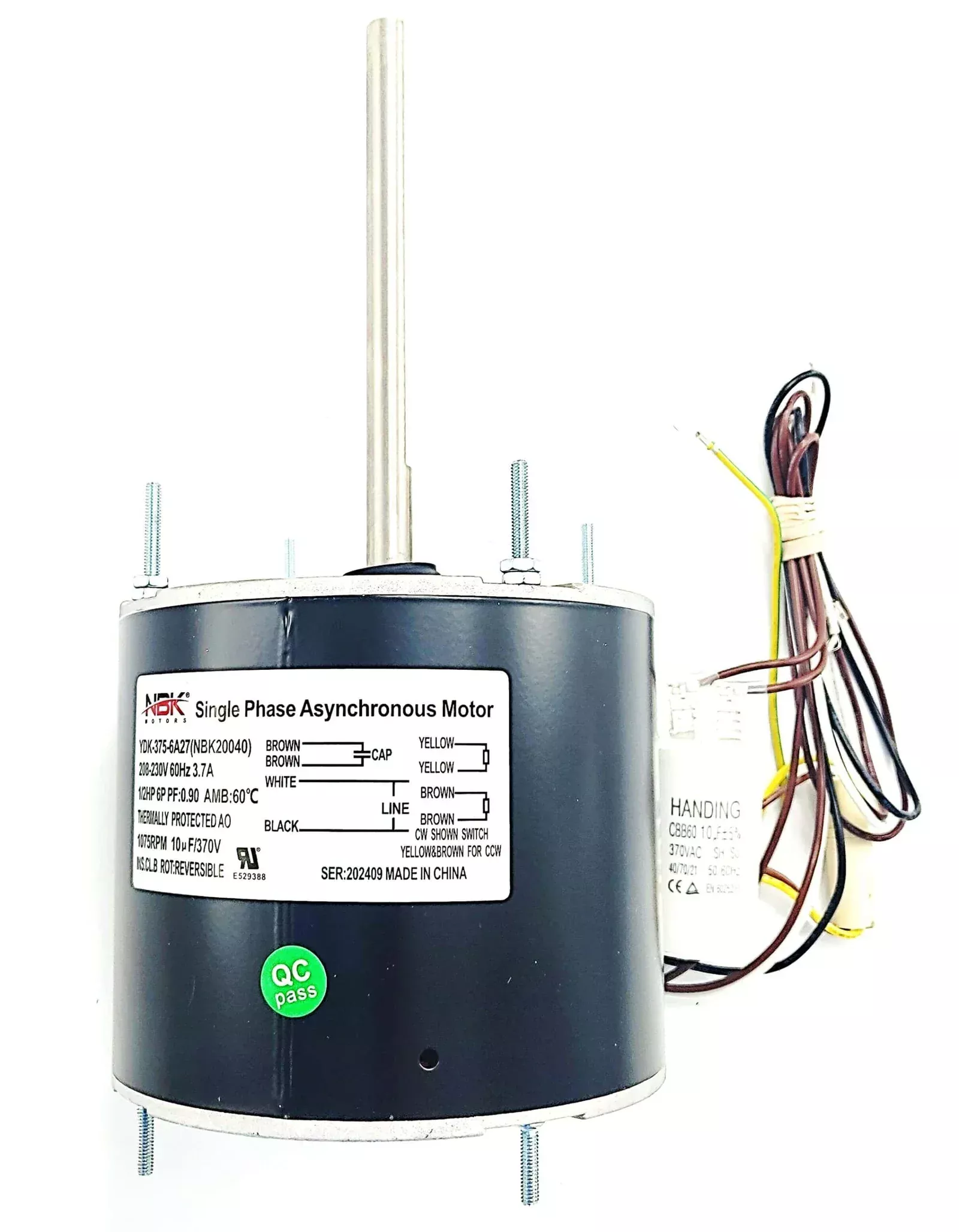 Condensor Motor 208-230V, 1/2 Hp W/Capacitor