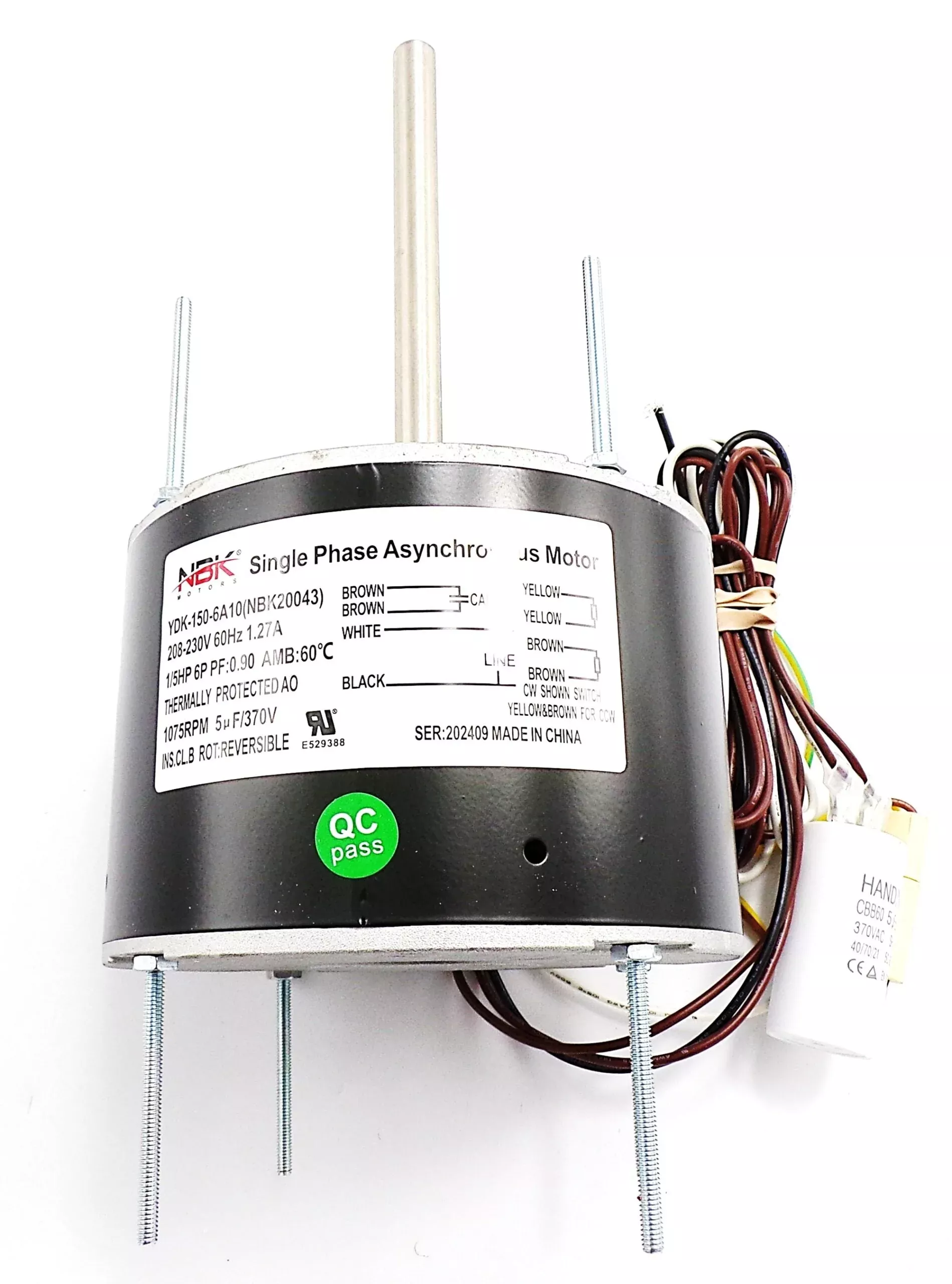 Condensor Motor 208-230V, 1/5 Hp W/Capacitor