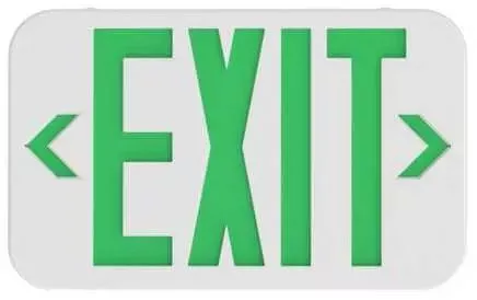 Current CEG White Thermoplastic Exit Sign, Universal Face, Green LED Letters, NiCad Battery