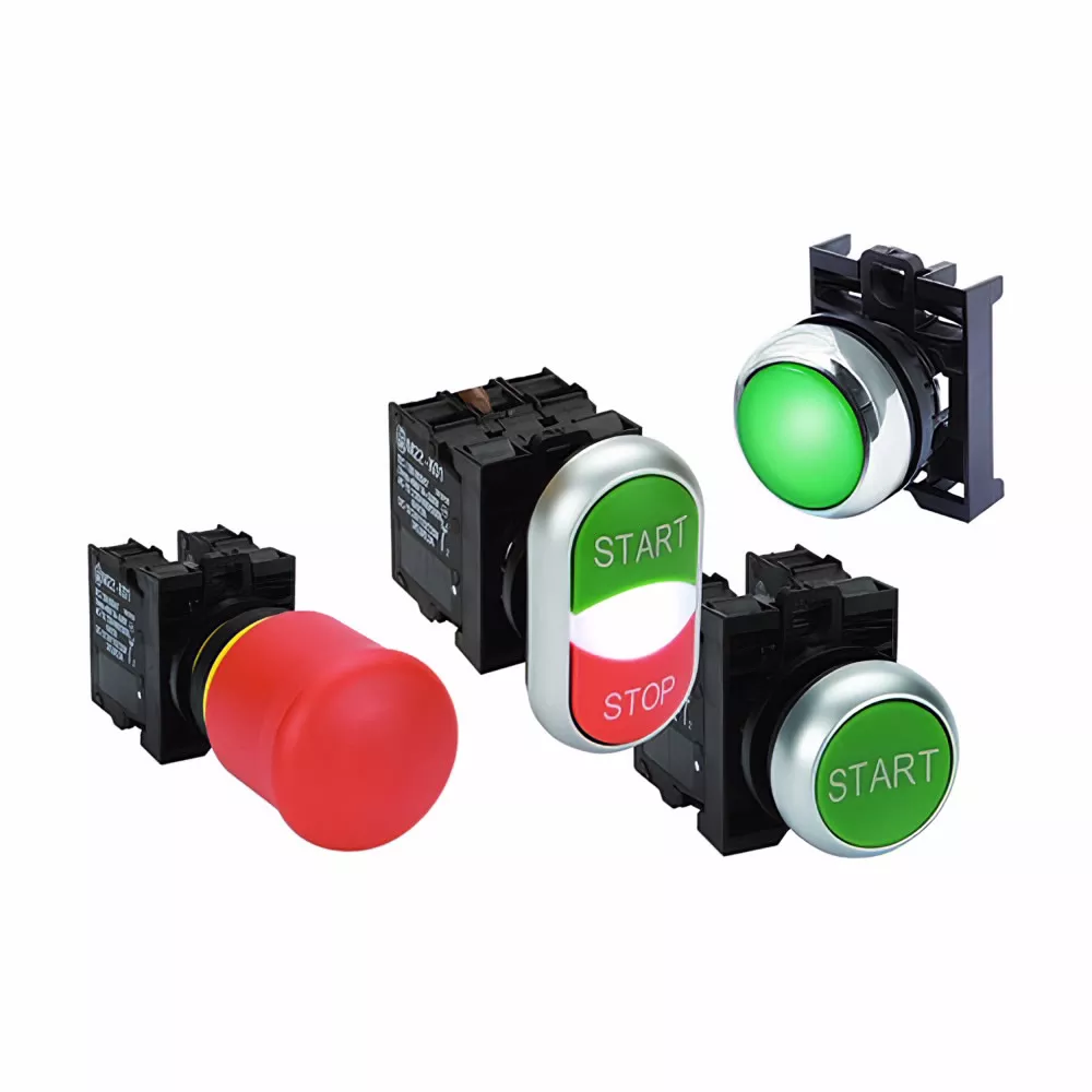 Cutler-Hammer M22M-WKV M22 modular pushbutton, Modular Pushbutton, M22, 22.5 mm, Non-illuminated, Metal, Maintained, NEMA 4x, 13, IP67, IP69K (IP66 key-release)