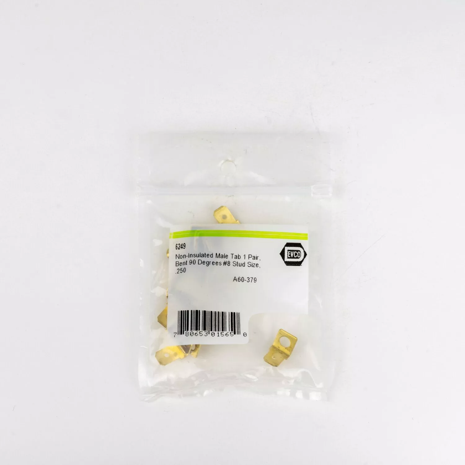 Devco 6249 - Male Non-Insulated Tab Connector, Stud #8, 90 Degree, 1 Pair