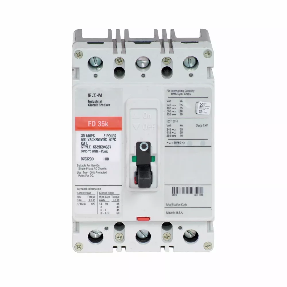 Eaton Electrical FD3040 Series C F Frame Molded Case Circuit Breaker
