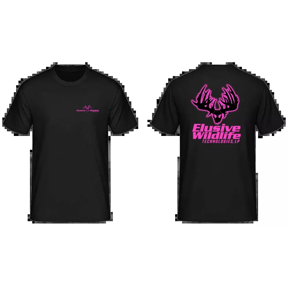 Elusive Wildlife Technologies Logo T-Shirt Black-Hot Pink