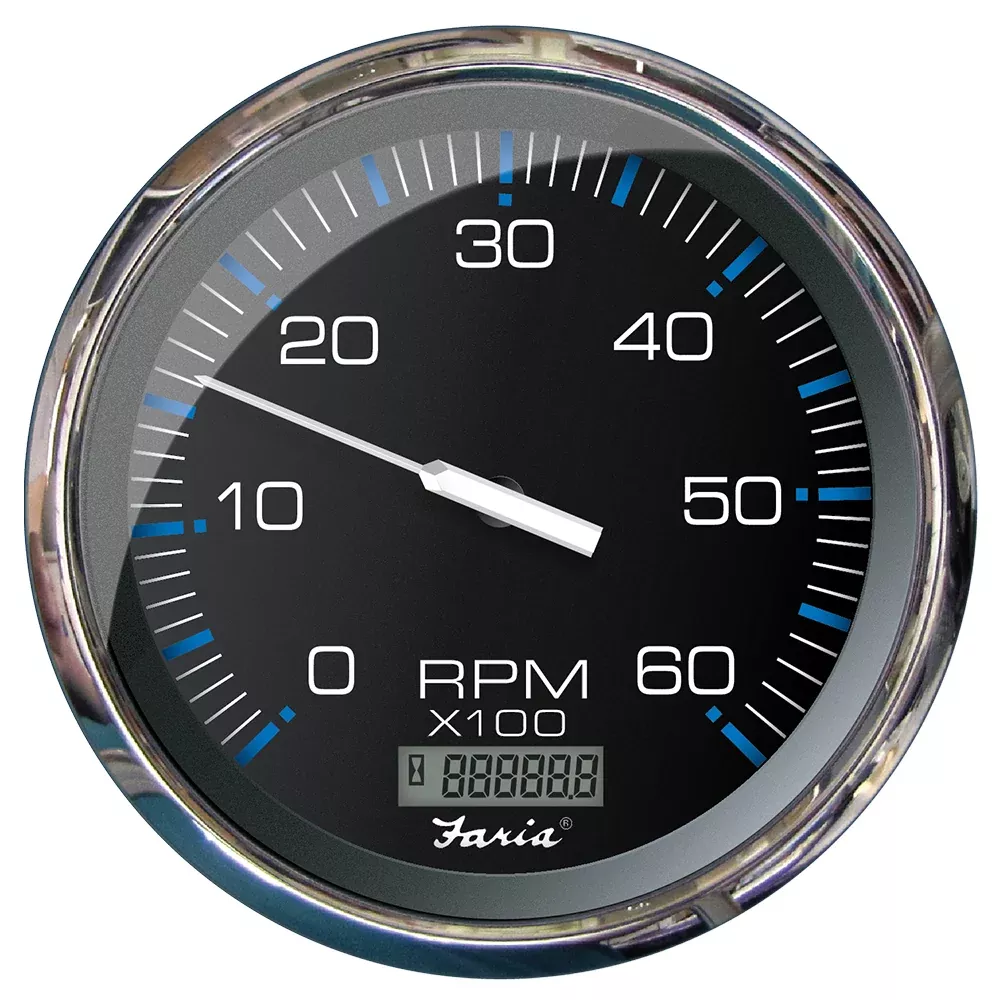 Faria Chesapeake Black 5" Tachometer w/Digital Hourmeter - 6000 RPM (G