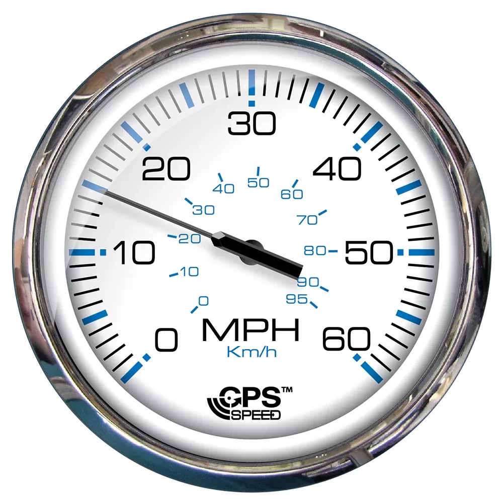 Faria Chesapeake White SS 5" Speedometer - 60 MPH (GPS)(Studded) [3386