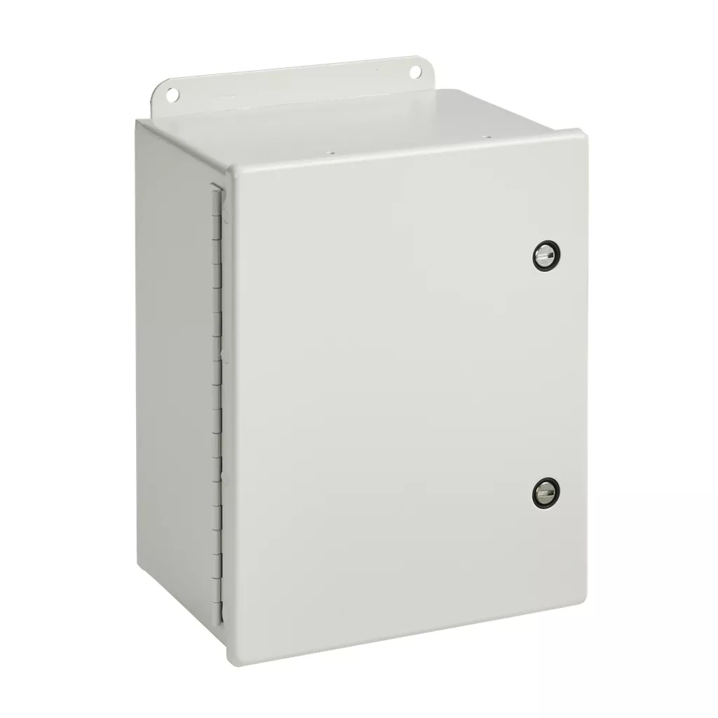 Hoffman A14086CHFL Continuous Hinge with 1/4-Turn Latch Type 4, 14"x 8" x 6", Gray, Steel