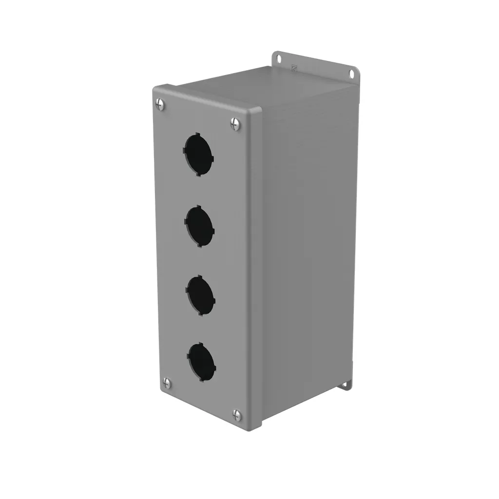 Hoffman E4PBX Extra-Deep Pushbutton Enclosures, Type 12, 4PB x 30.5mm, Gray, Steel