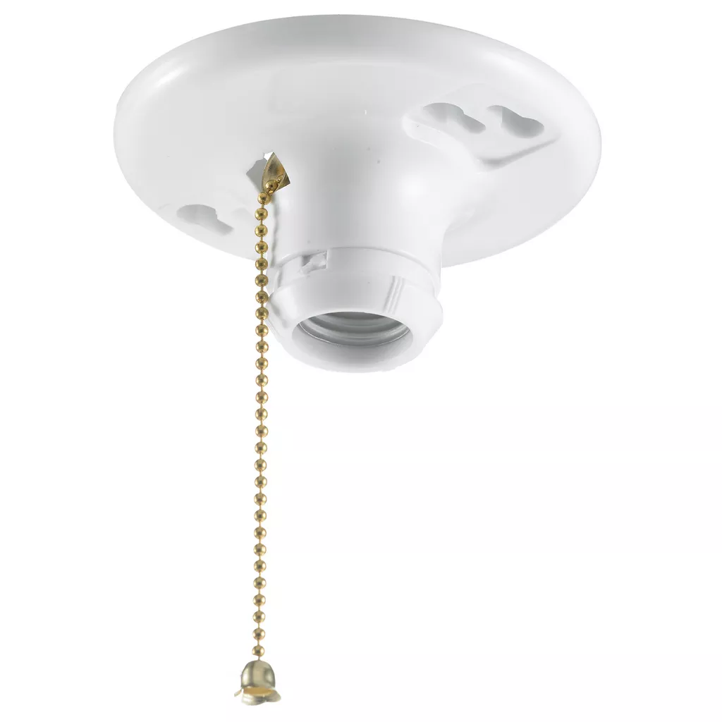 Hubbell Wiring Devices RL8512 600 W 250 Volt White Plastic 2 Terminal Screw Pull Chain Lampholder