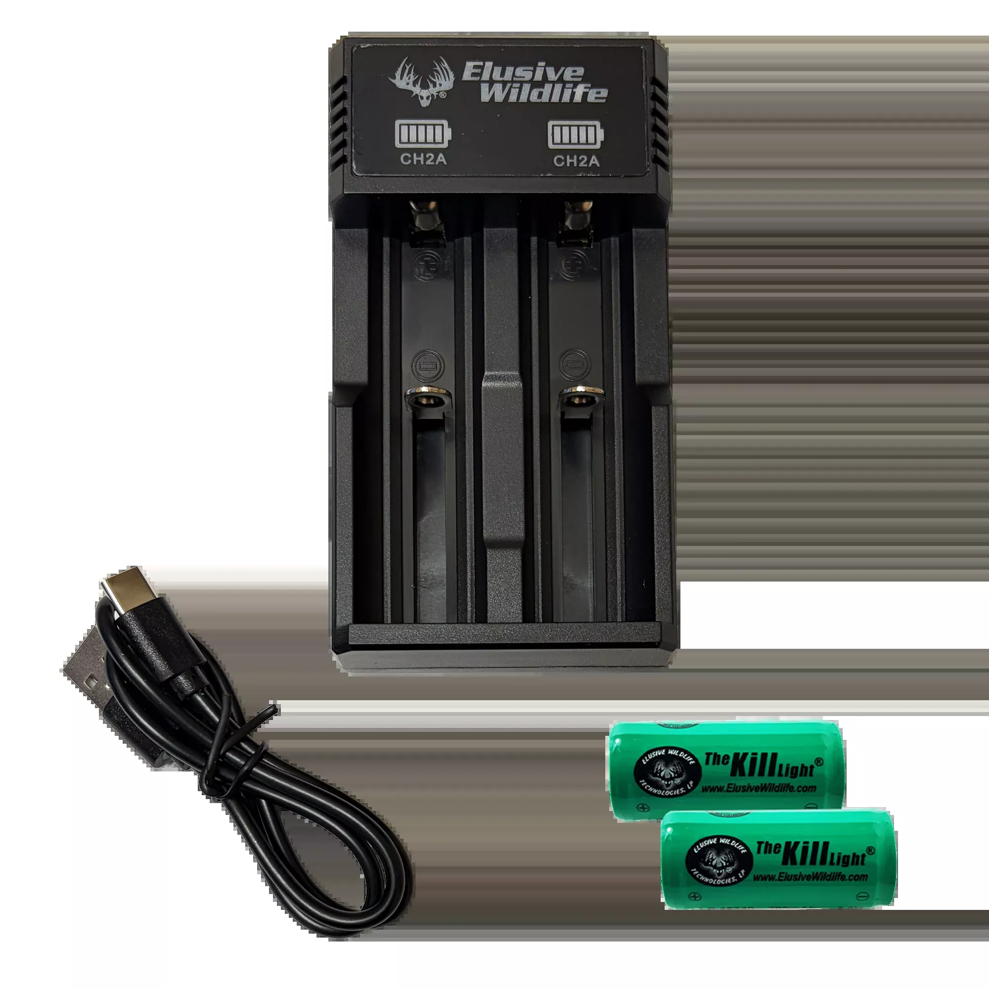 Kill Light Universal Battery Charger Kit with 16340 Batteries-2 Pack