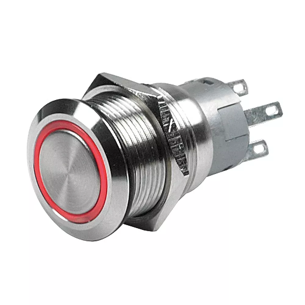 Marinco Push Button Switch 24V Latching OnOff Red LED 80511000501