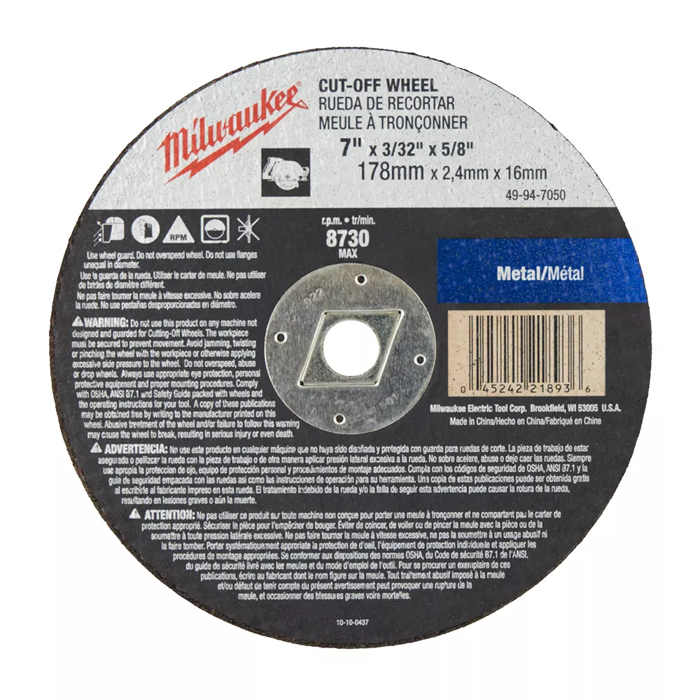 Milwaukee 49-94-7050 7 x 3/32 x 5/8 Cutting Wheel
