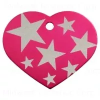 Pink Large Heart Starburst Pet Tag - Durable And Stylish Pet Identification