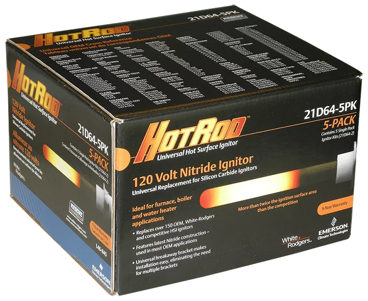 White-Rodgers 21D64-5PK HotRod Universal Hot Surface Ignitor, 5 Pack